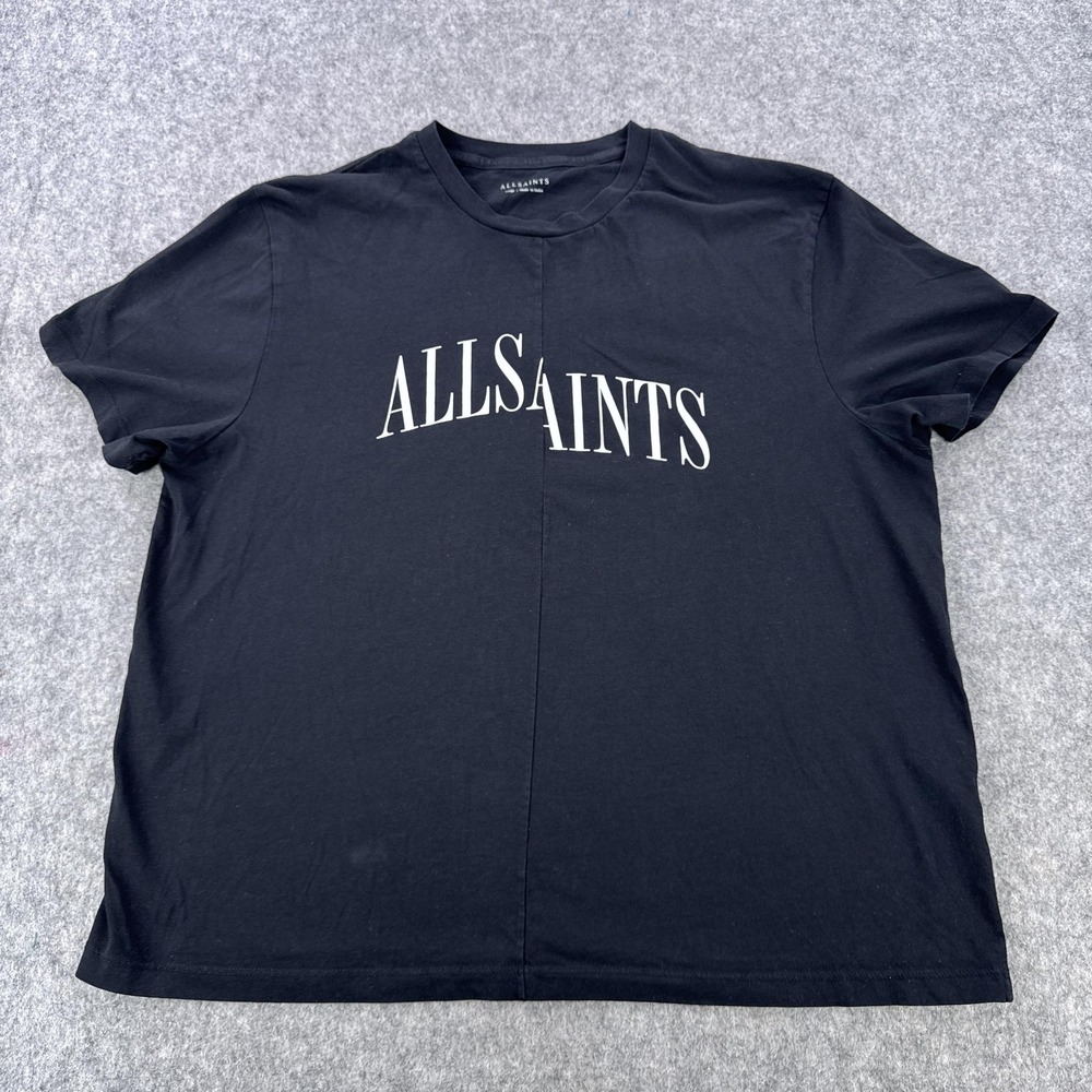 AllSaints Black Long Sleeve Tee with White Logo